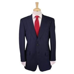 Paul Stuart Suit Navy Blue Striped 2-Btn Wool Suit Recent Japan Men's 40R